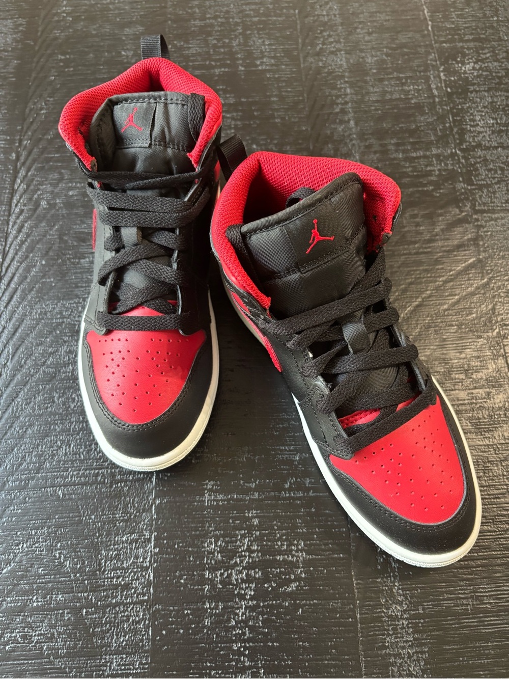 Nike Jordan Kids Black and Red High-Top Sneakers